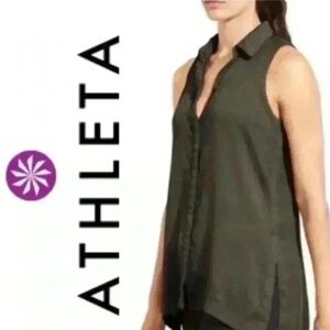 Athleta Green Asymmetrical Notched Collar Tunic